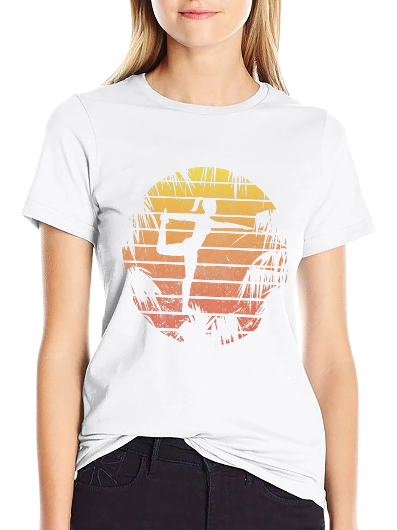 Yoga Pose Sunset Graphic T-Shirt