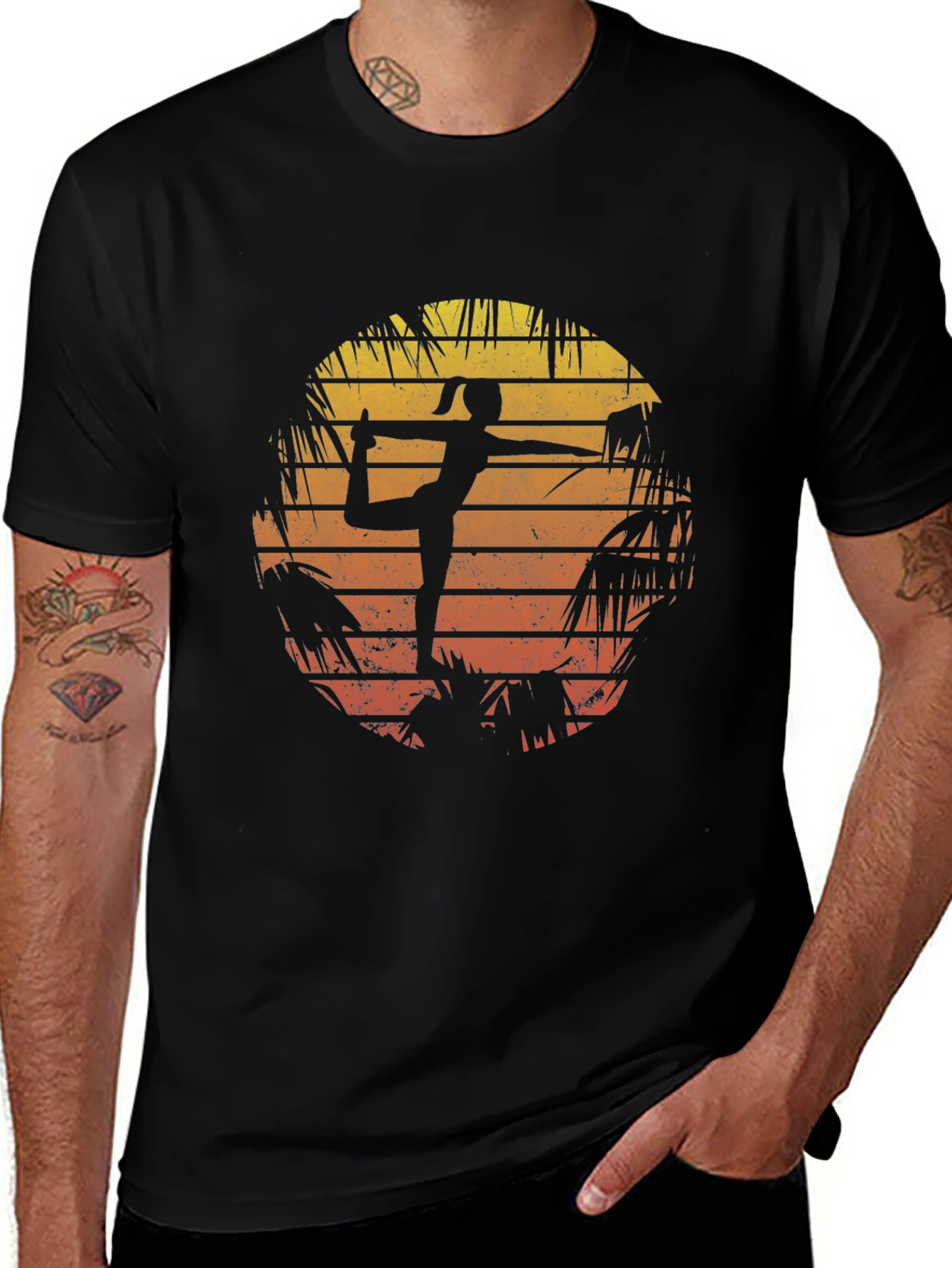 Yoga Pose Sunset Graphic T-Shirt