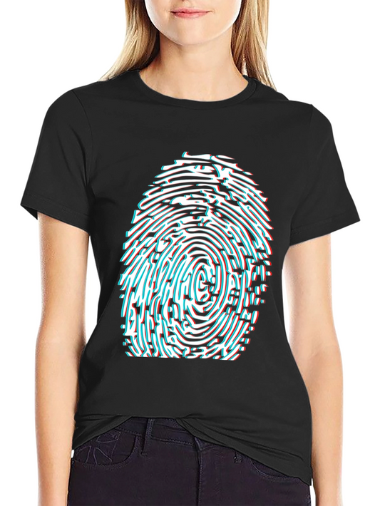 Abstract Fingerprint Graphic Tee - Black