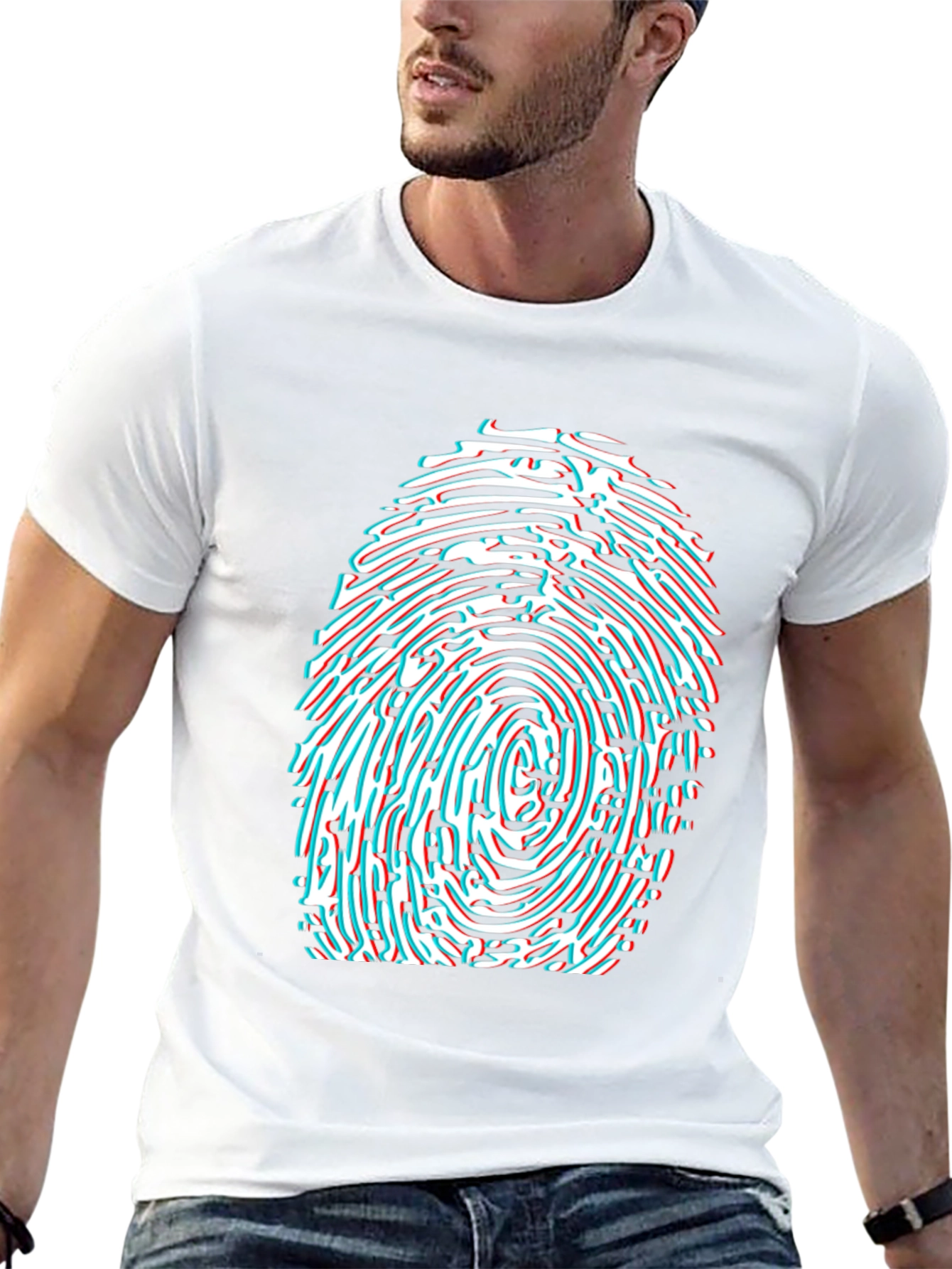 Abstract Fingerprint Graphic Tee - Black