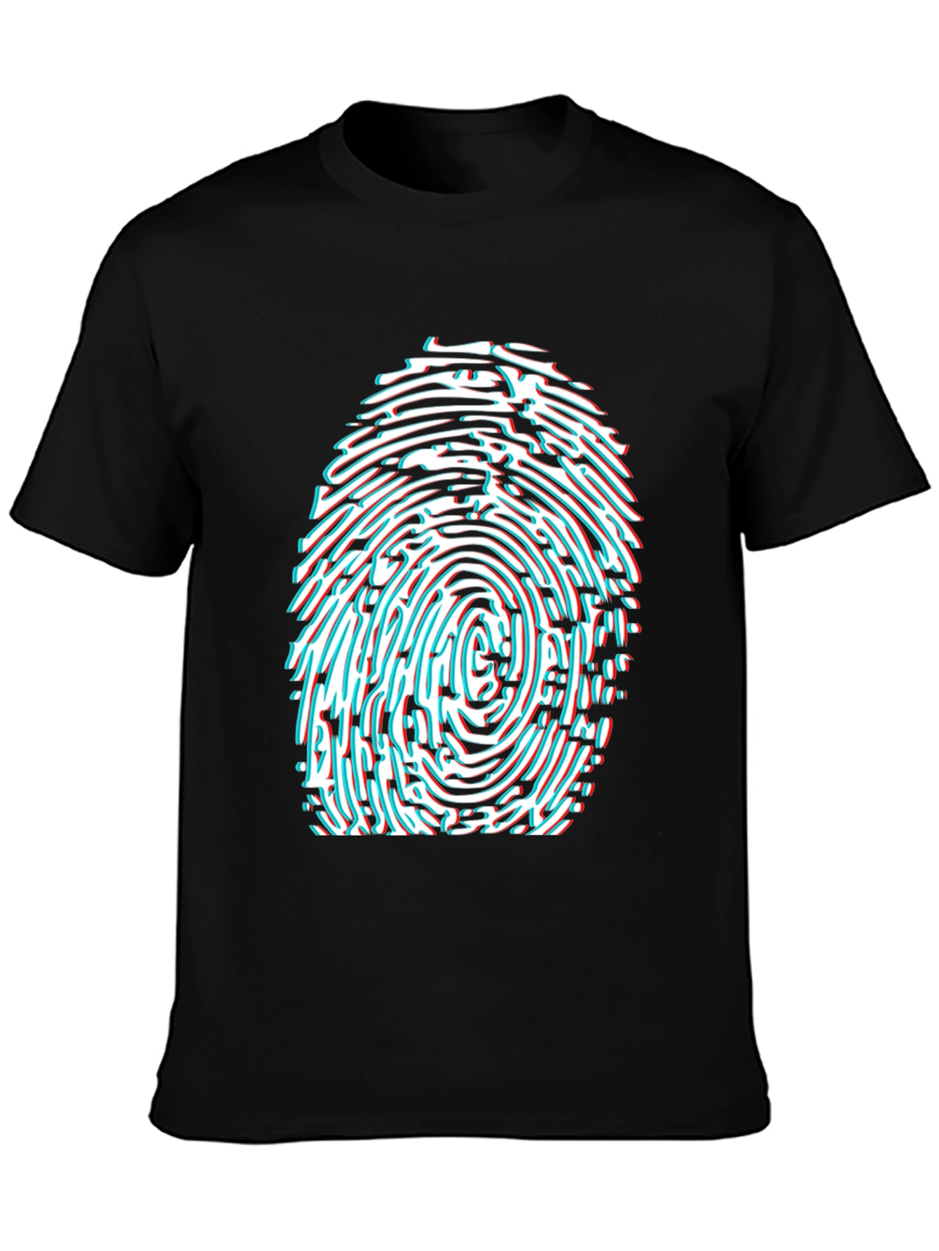 Abstract Fingerprint Graphic Tee - Black