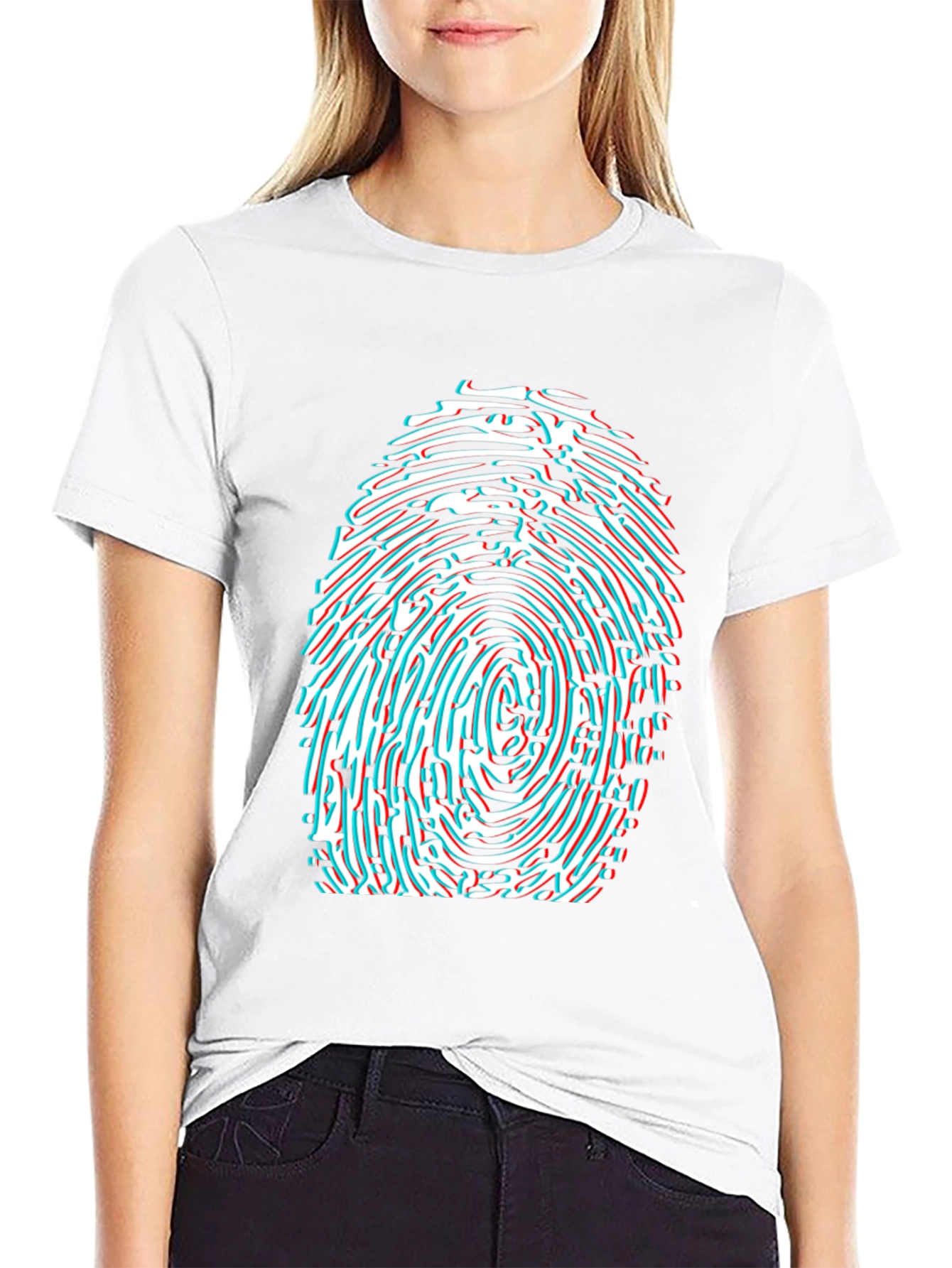 Abstract Fingerprint Graphic Tee - Black