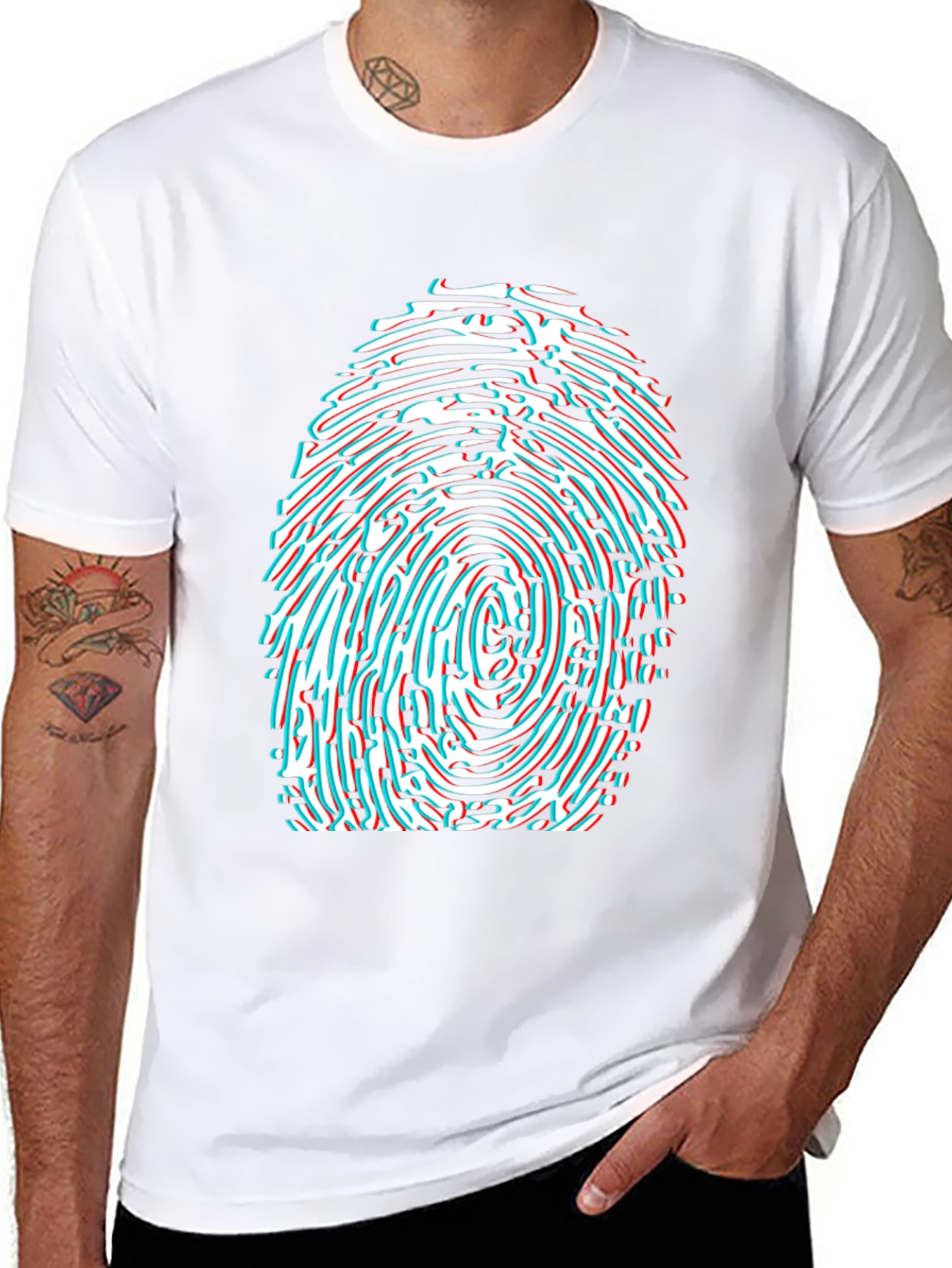 Abstract Fingerprint Graphic Tee - Black