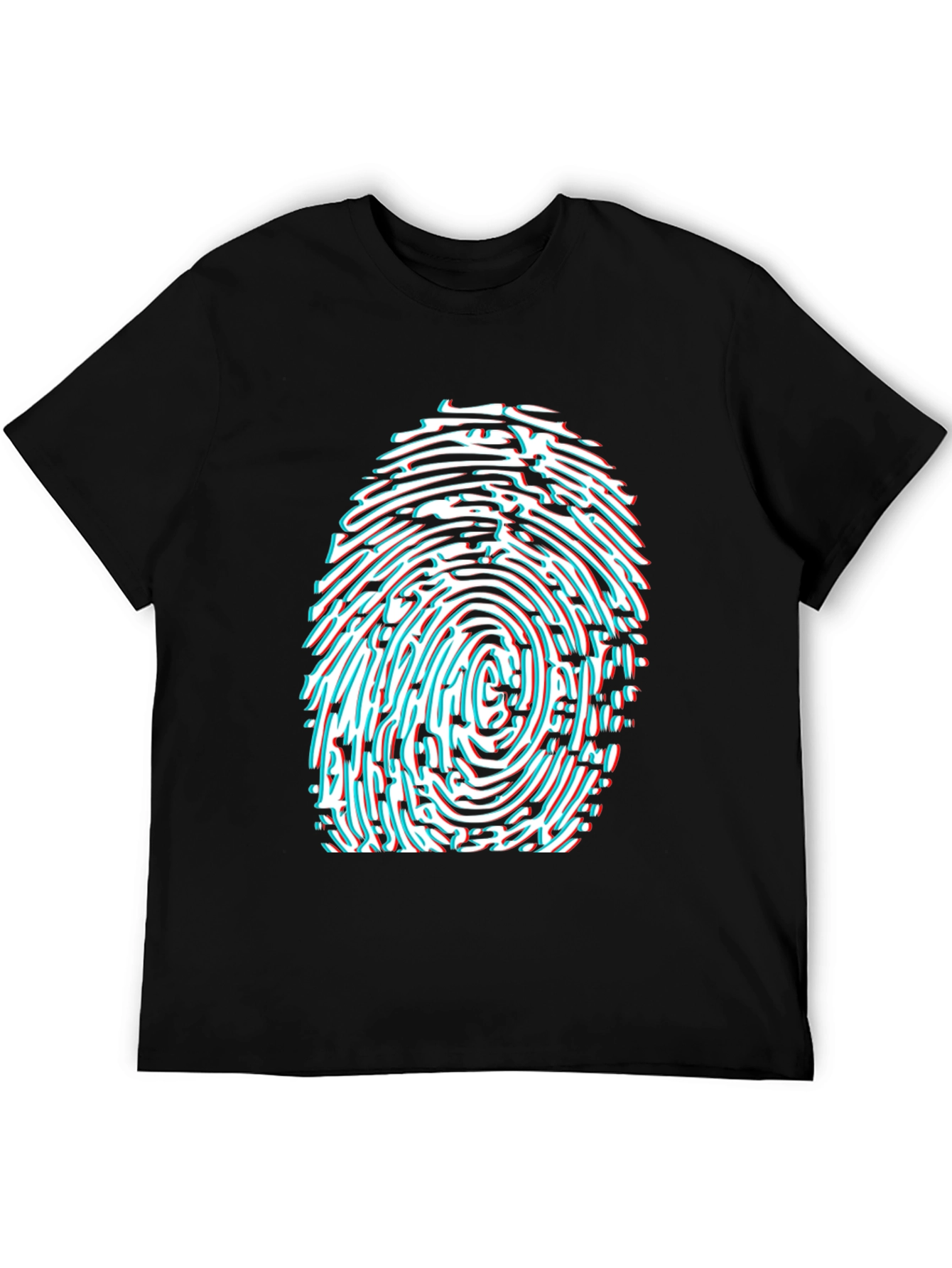 Abstract Fingerprint Graphic Tee - Black