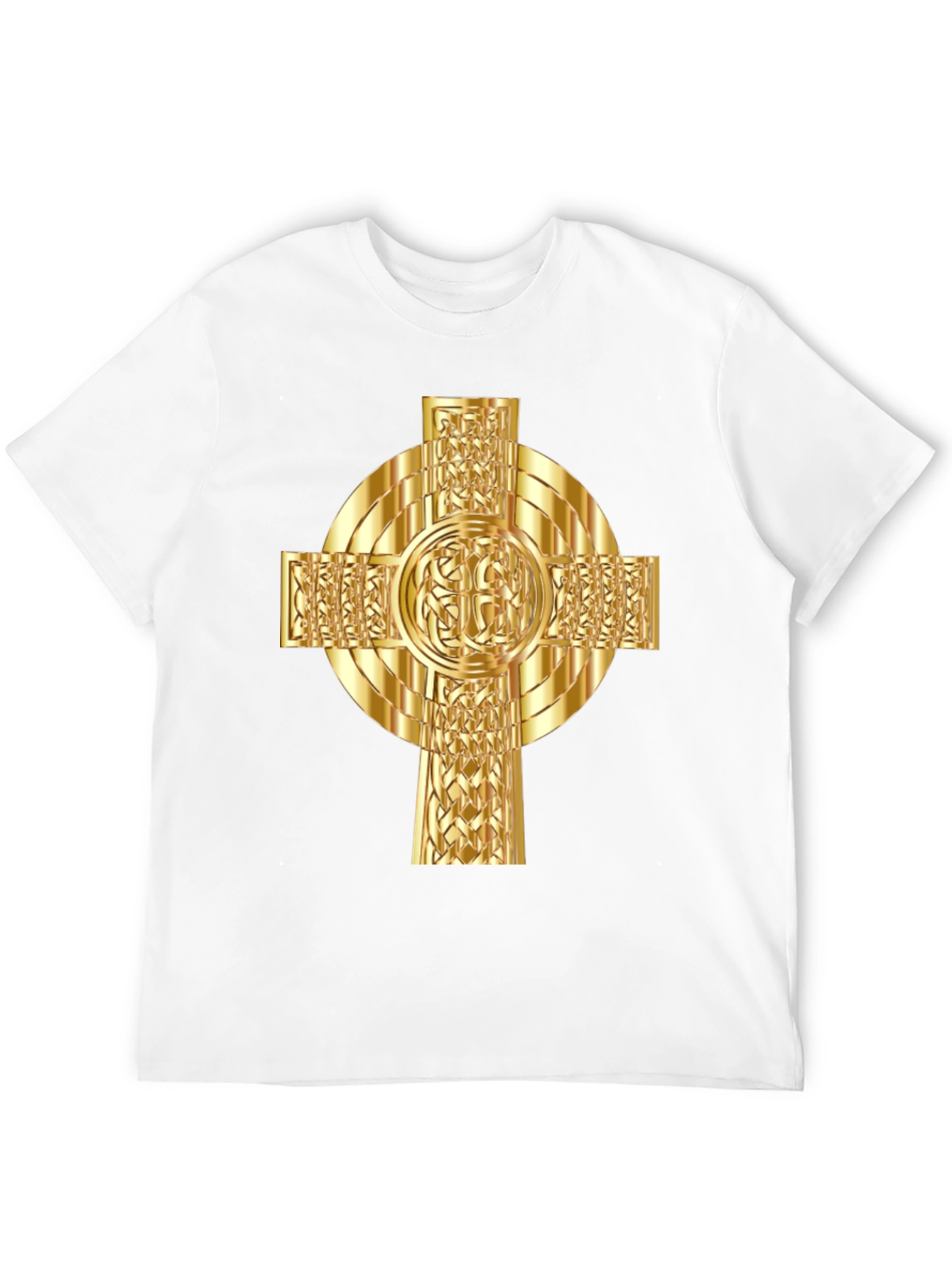 Celtic Cross Graphic Tee - Gold Design on Black