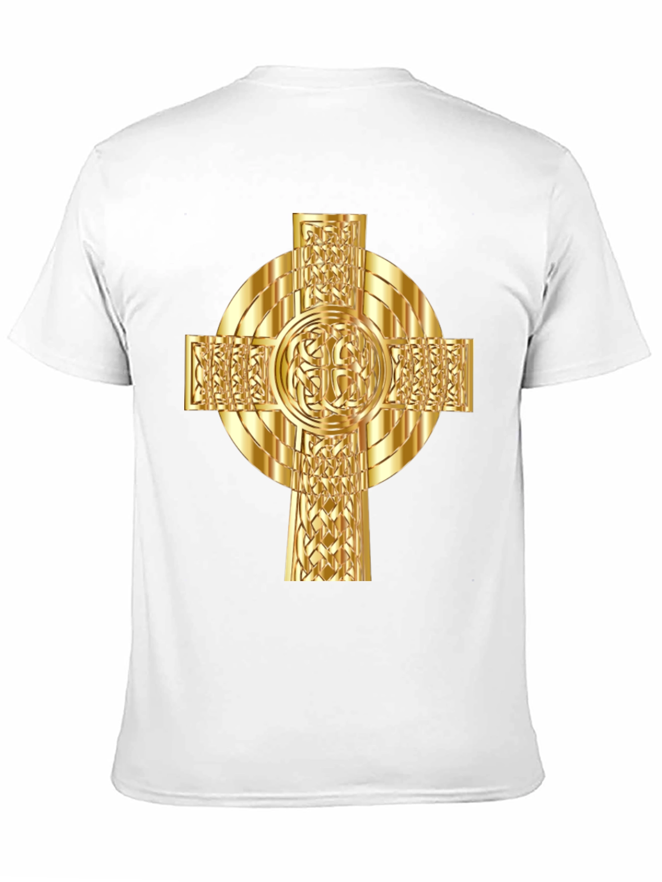 Celtic Cross Graphic Tee - Gold Design on Black