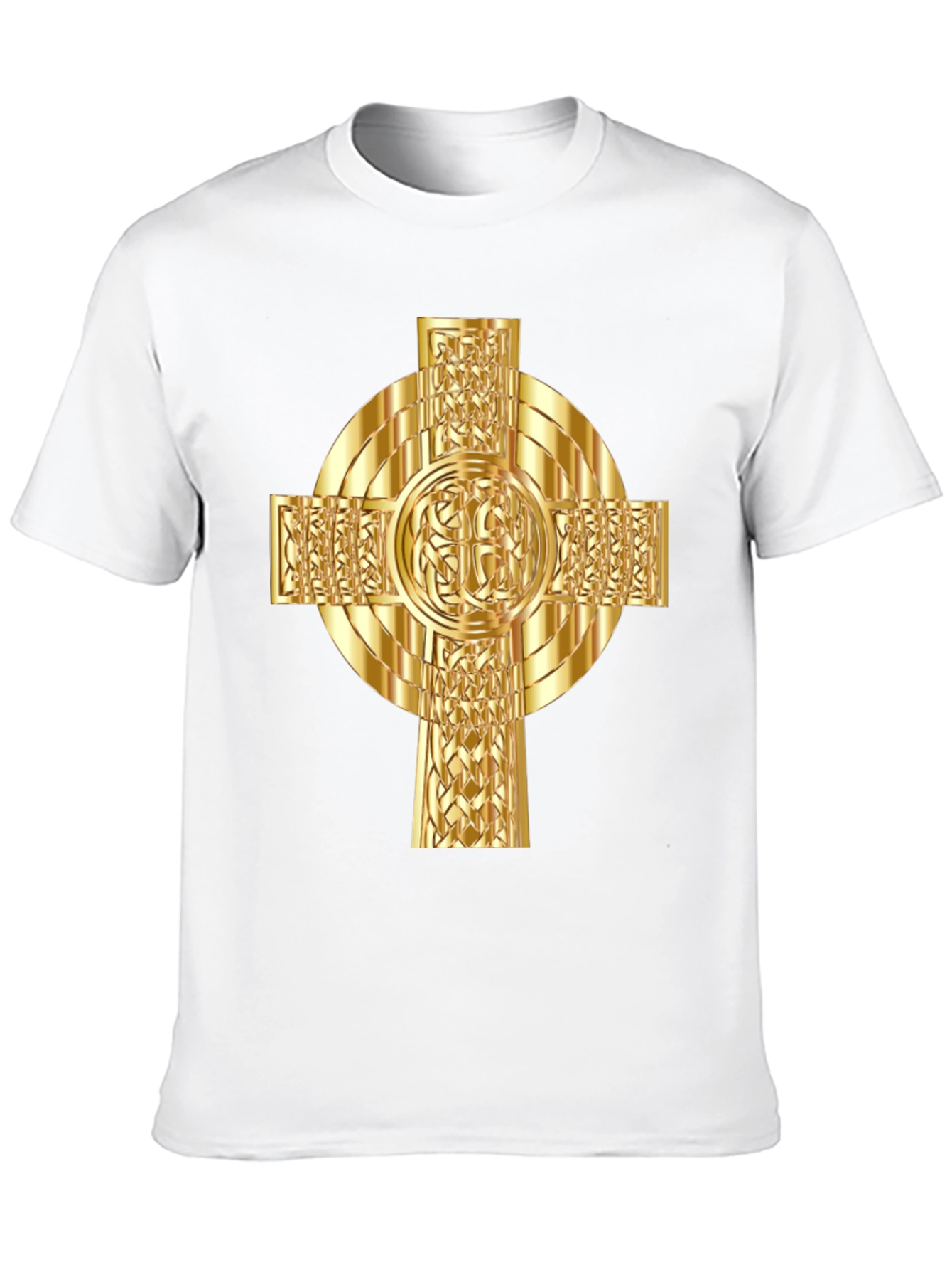 Celtic Cross Graphic Tee - Gold Design on Black