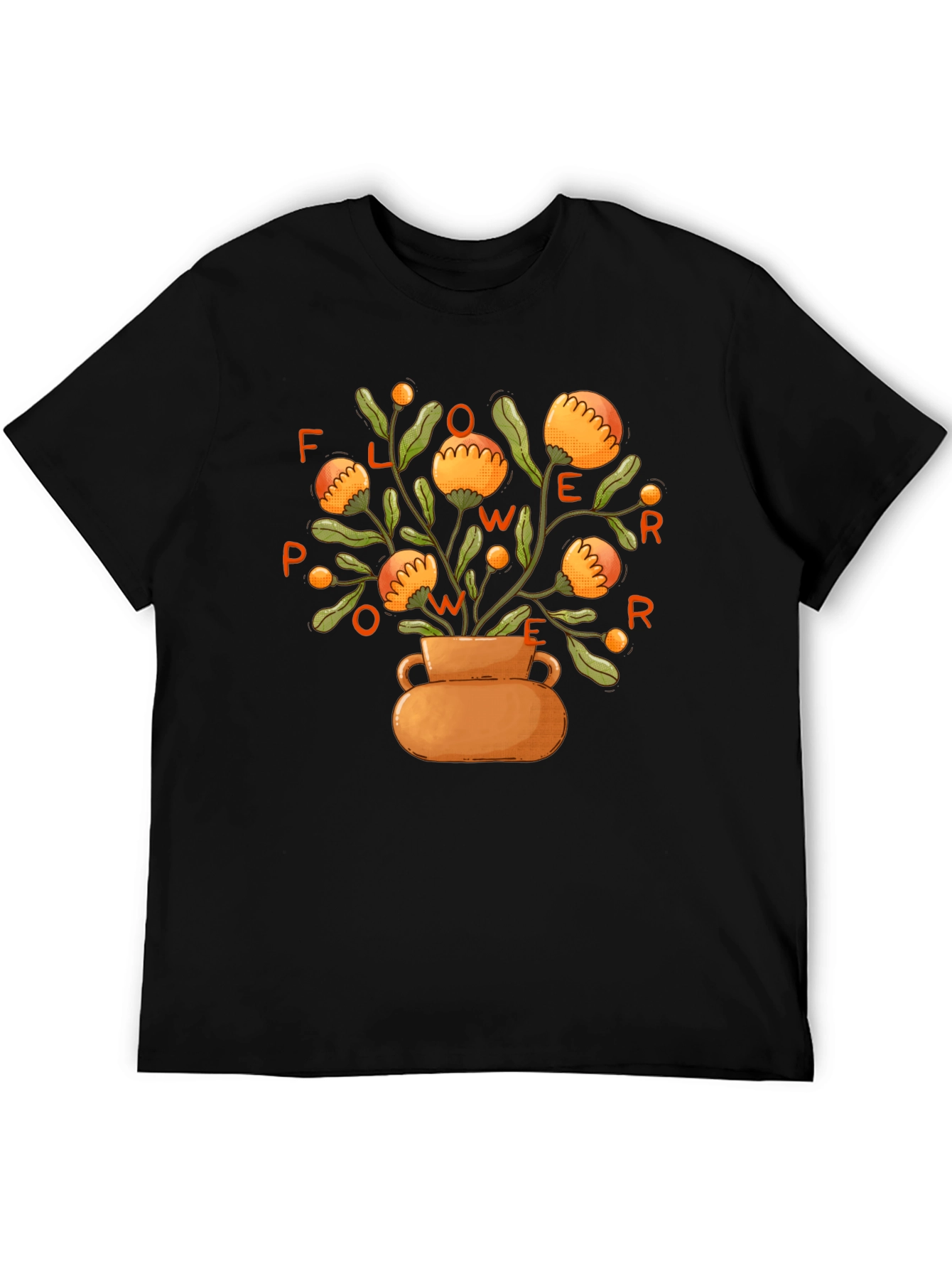 Flower Power Graphic Tee -  Stylish Unisex Black T-Shirt