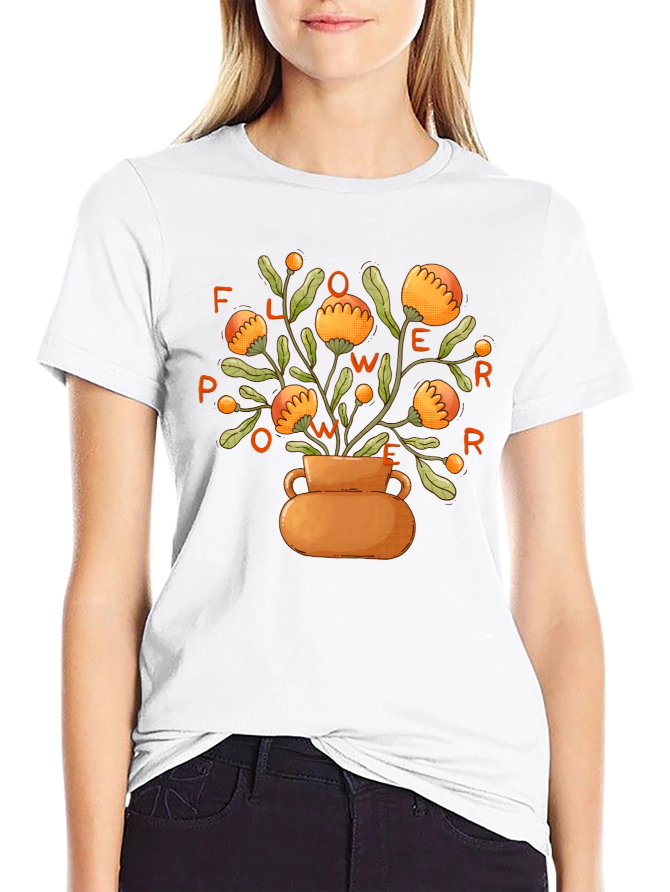 Flower Power Graphic Tee -  Stylish Unisex Black T-Shirt