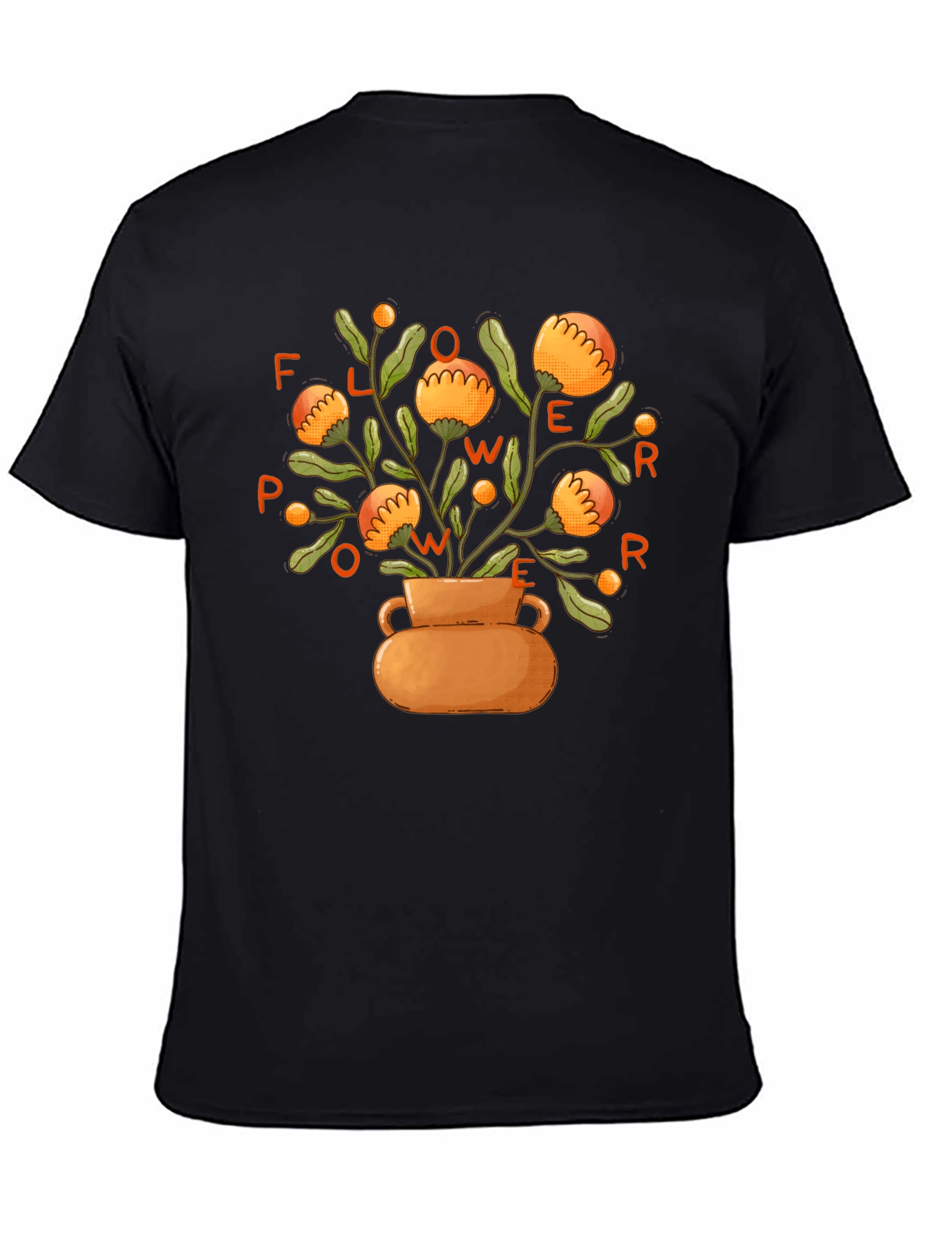 Flower Power Graphic Tee -  Stylish Unisex Black T-Shirt