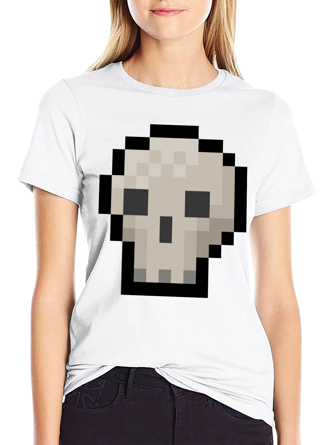 Pixel Skull Graphic Tee - Gamer Style Shirt