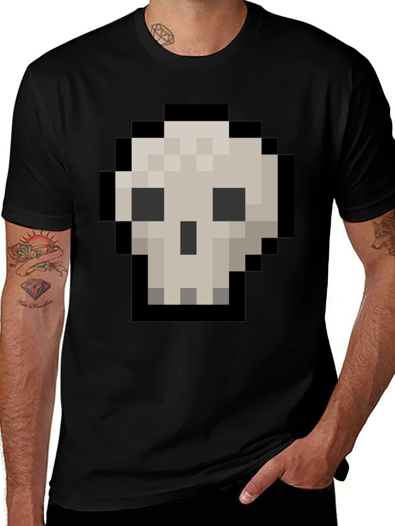 Pixel Skull Graphic Tee - Gamer Style Shirt