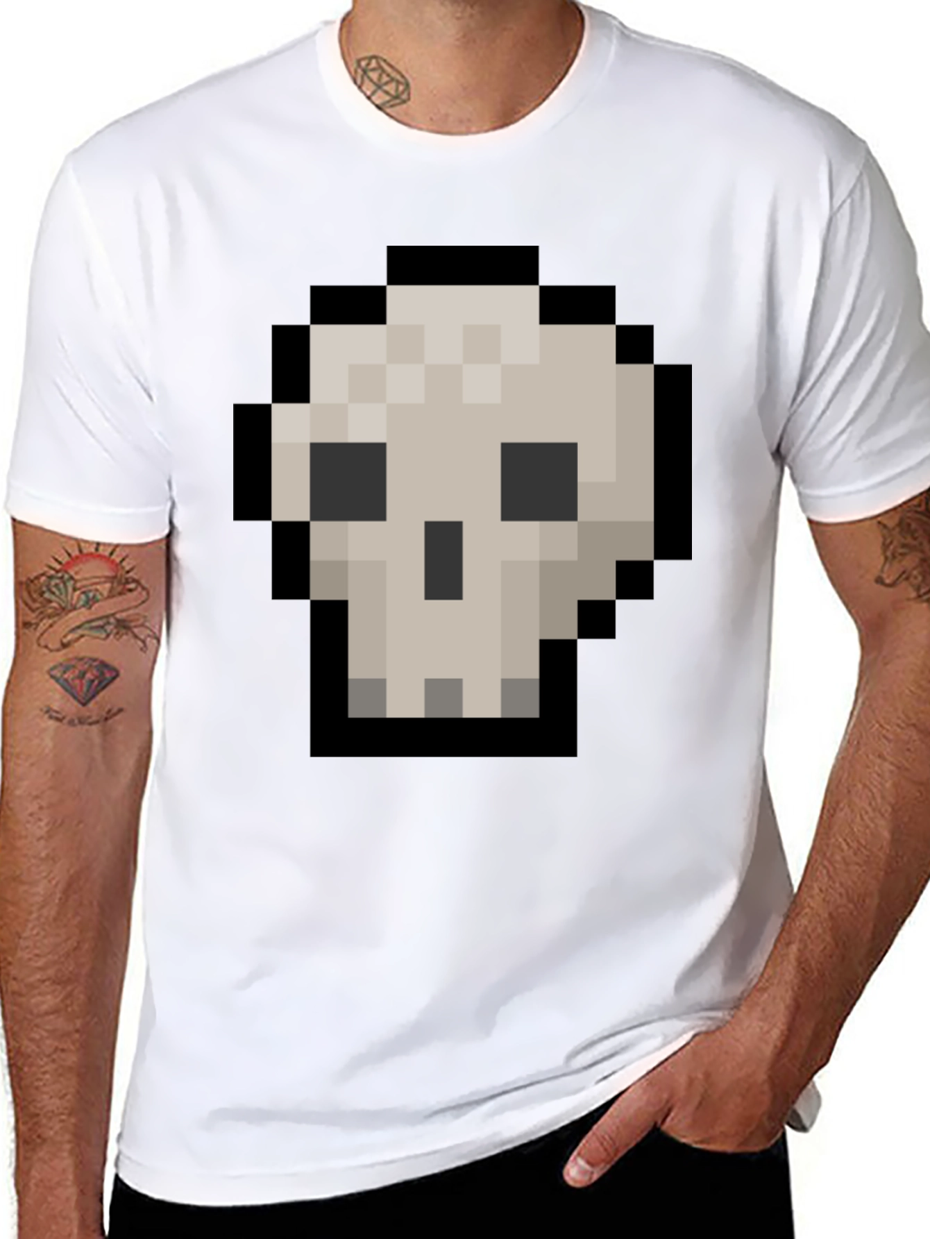 Pixel Skull Graphic Tee - Gamer Style Shirt