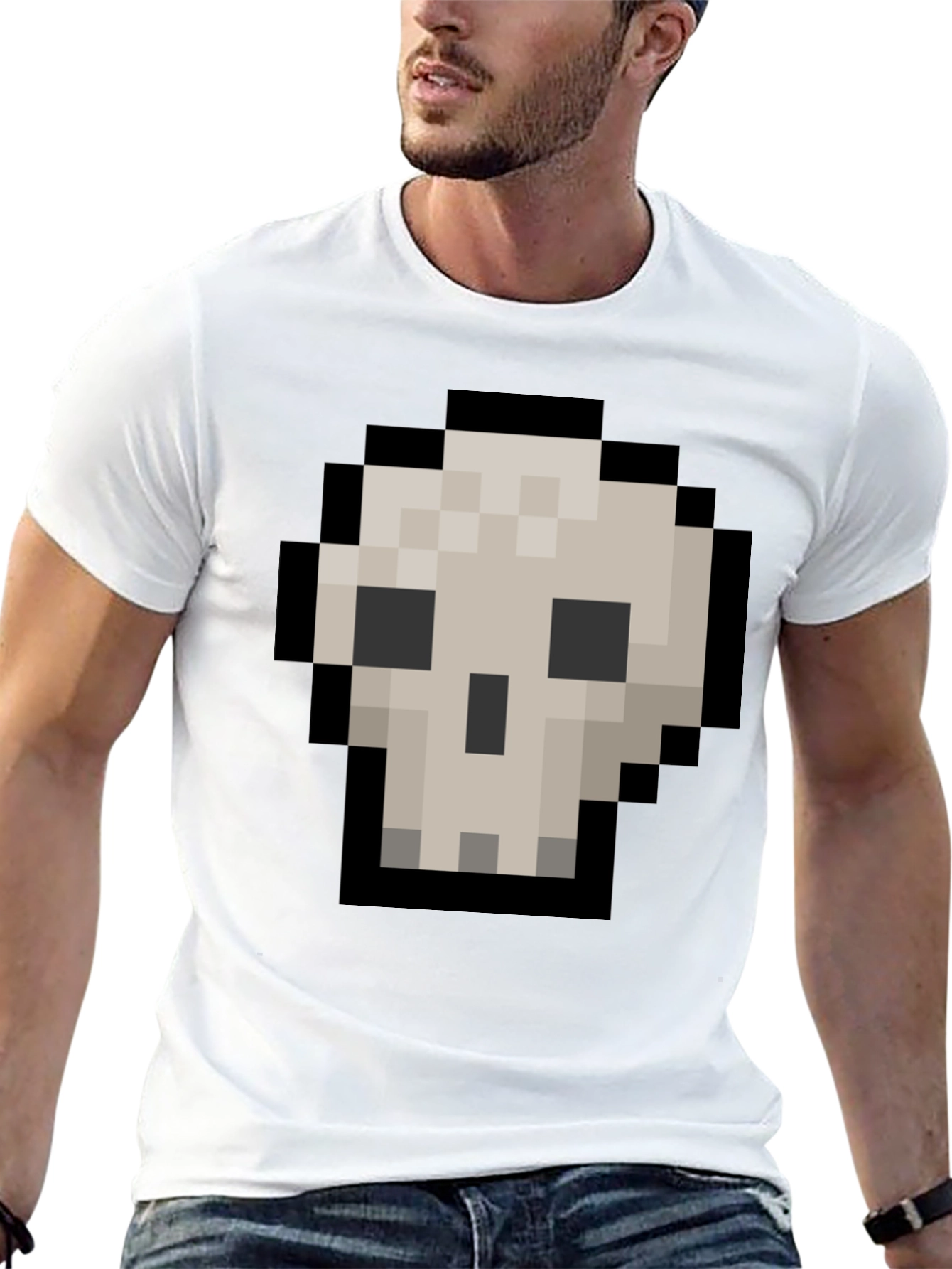 Pixel Skull Graphic Tee - Gamer Style Shirt