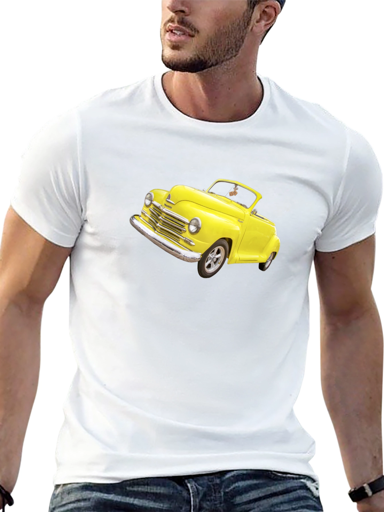 Classic Yellow Car Graphic Tee - Cool Retro Style