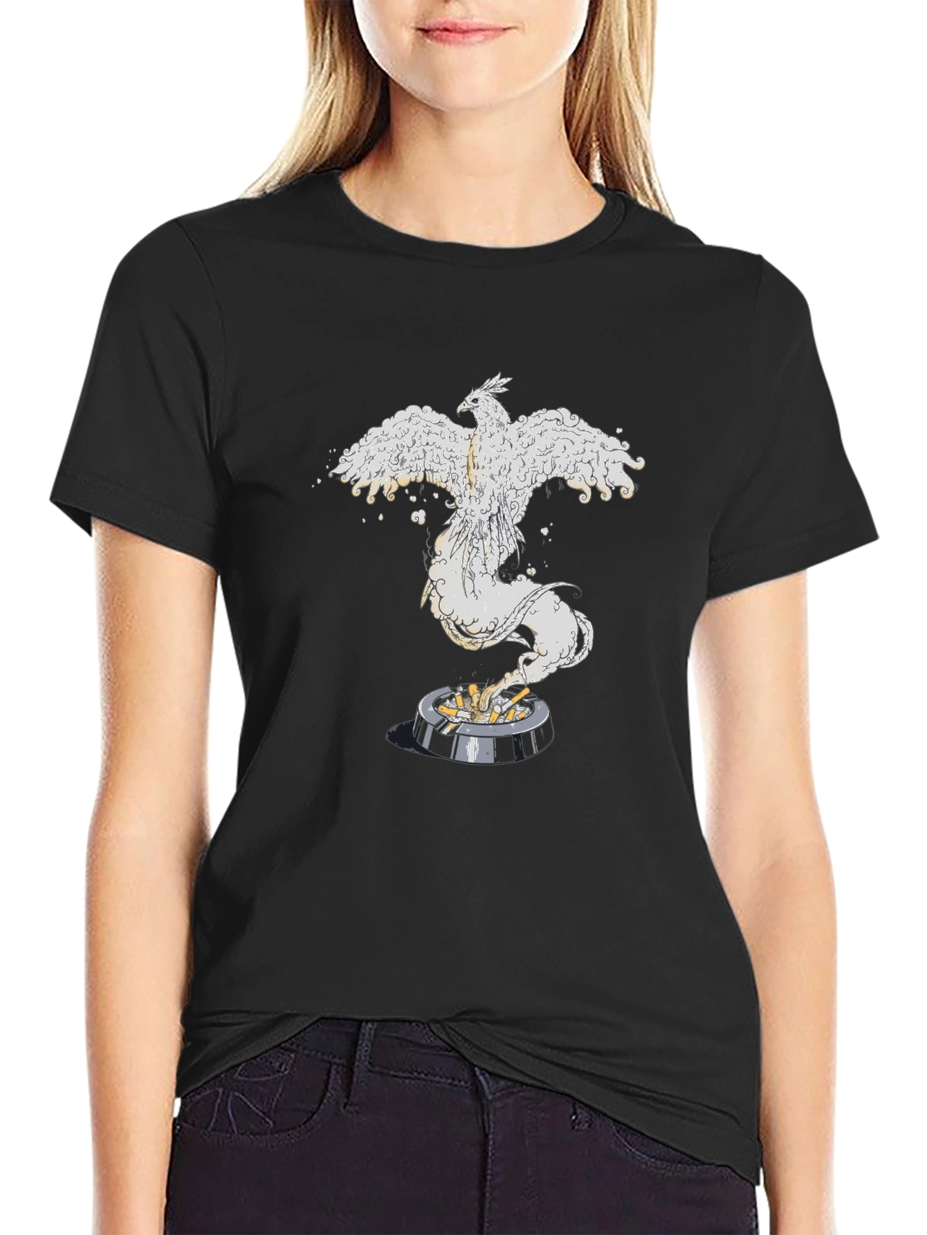Phoenix Rising Graphic Tee - Black Cotton Comfort