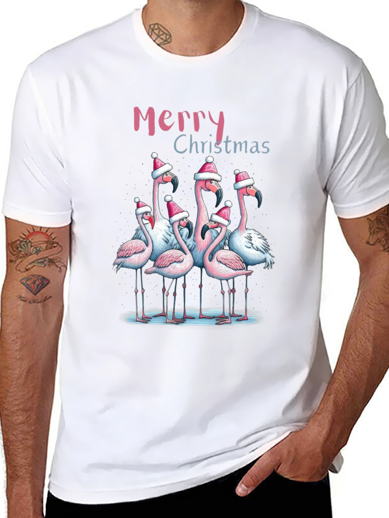 Flamingo Merry Christmas Graphic Tee