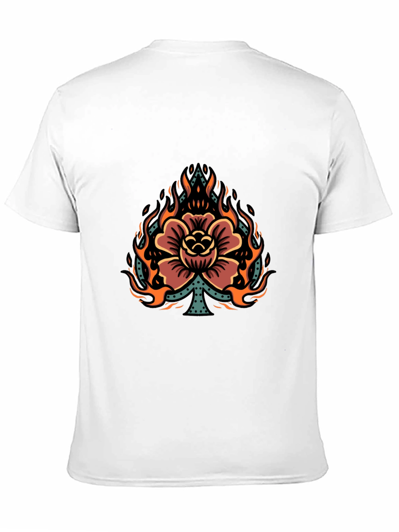 Flaming Spade Flower Graphic Tee - Black