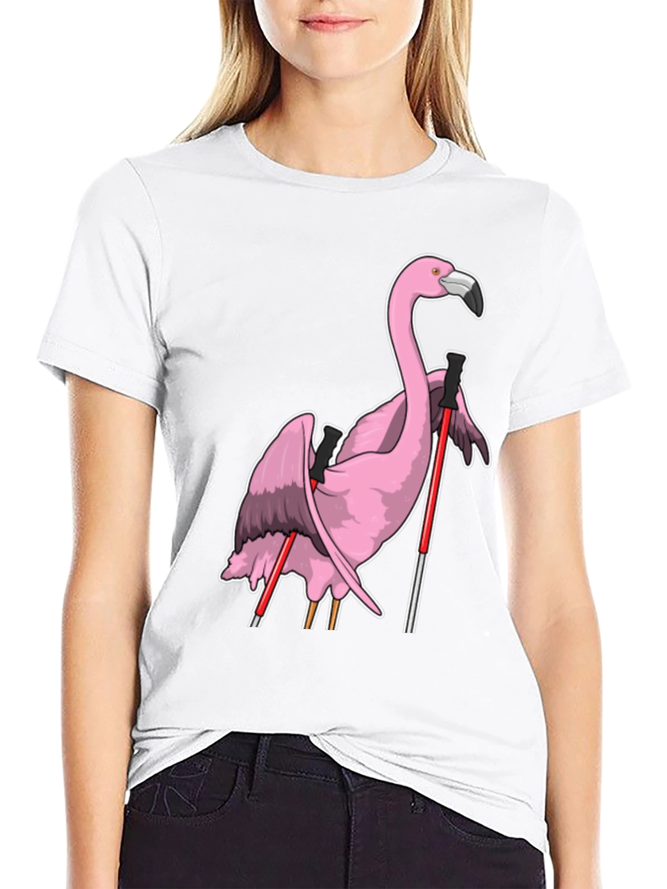 Flamingo Skier Graphic Tee