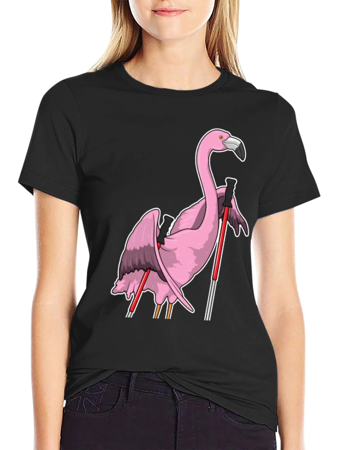 Flamingo Skier Graphic Tee