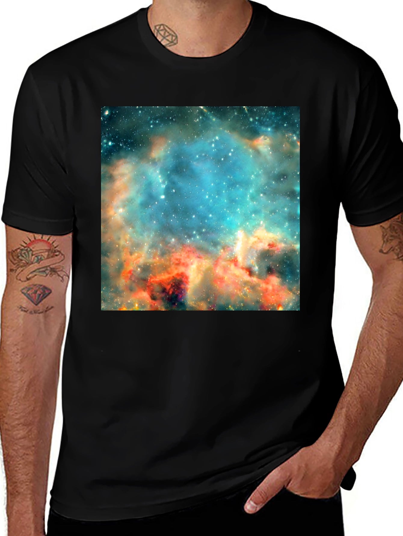 Nebula Print Black T-Shirt