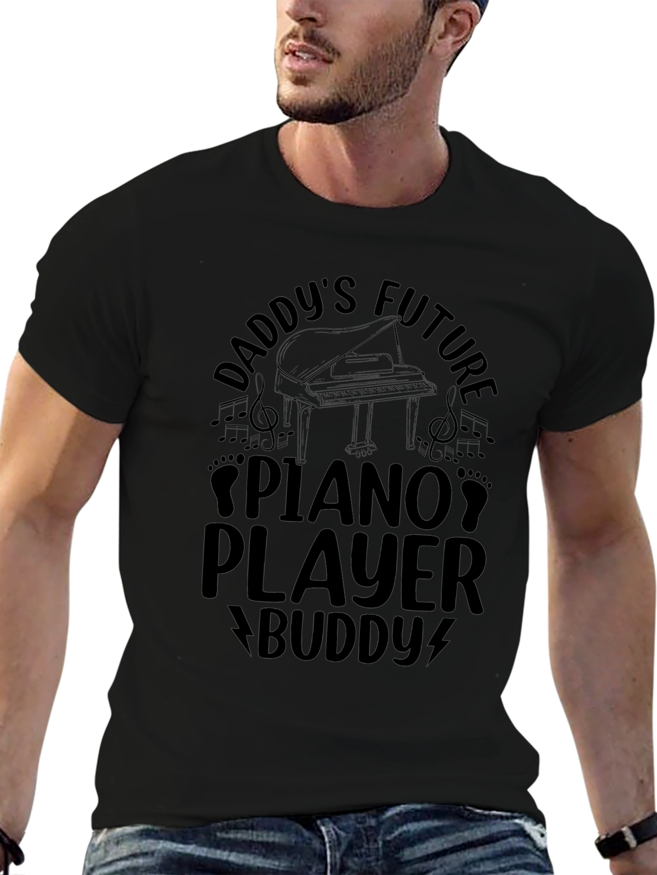 Daddys Future Piano Player Buddy Black T-Shirt
