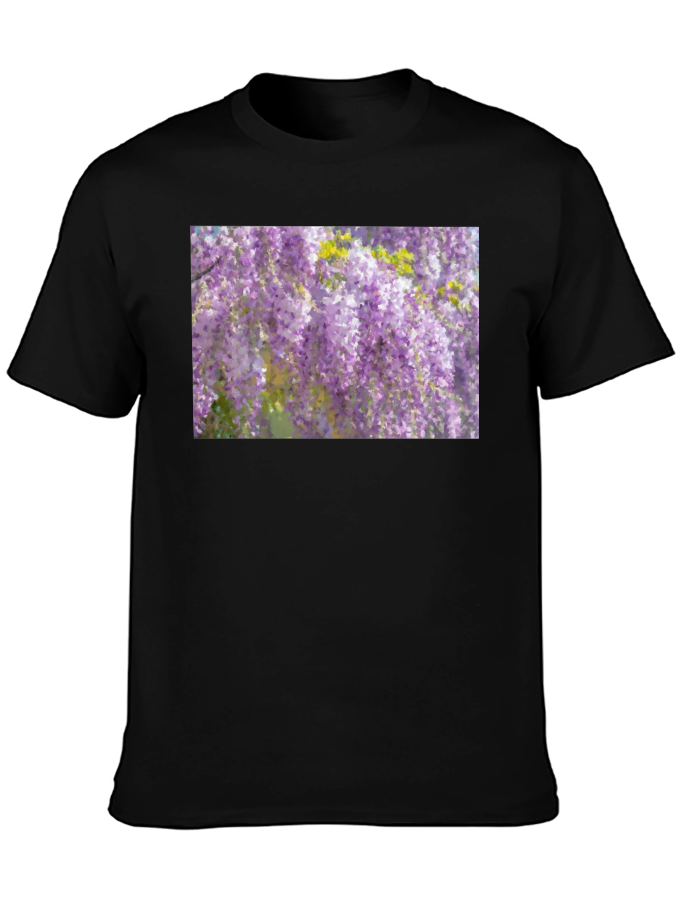 Wisteria Print Black T-Shirt