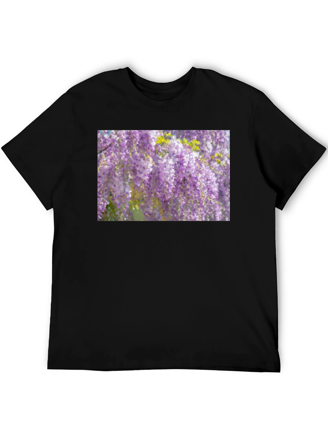 Wisteria Print Black T-Shirt