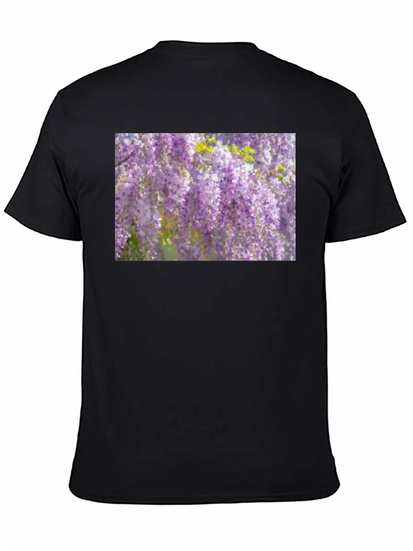 Wisteria Print Black T-Shirt
