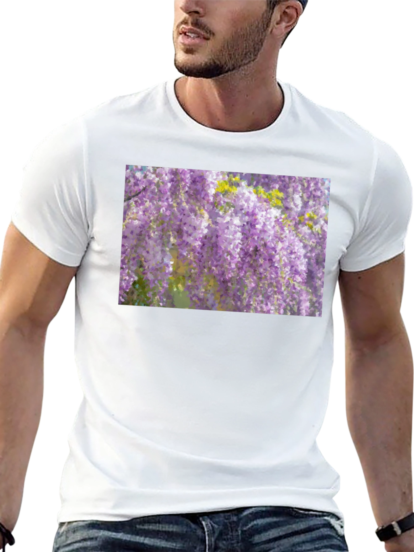 Wisteria Print Black T-Shirt