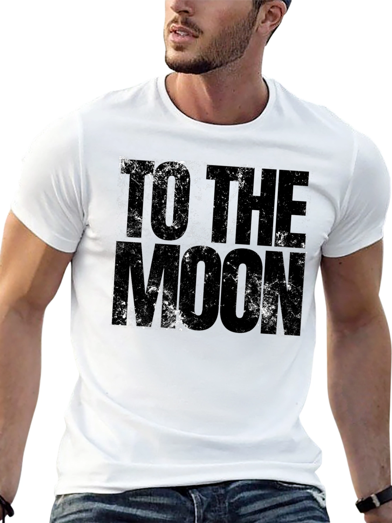 To The Moon Distressed Black T-Shirt