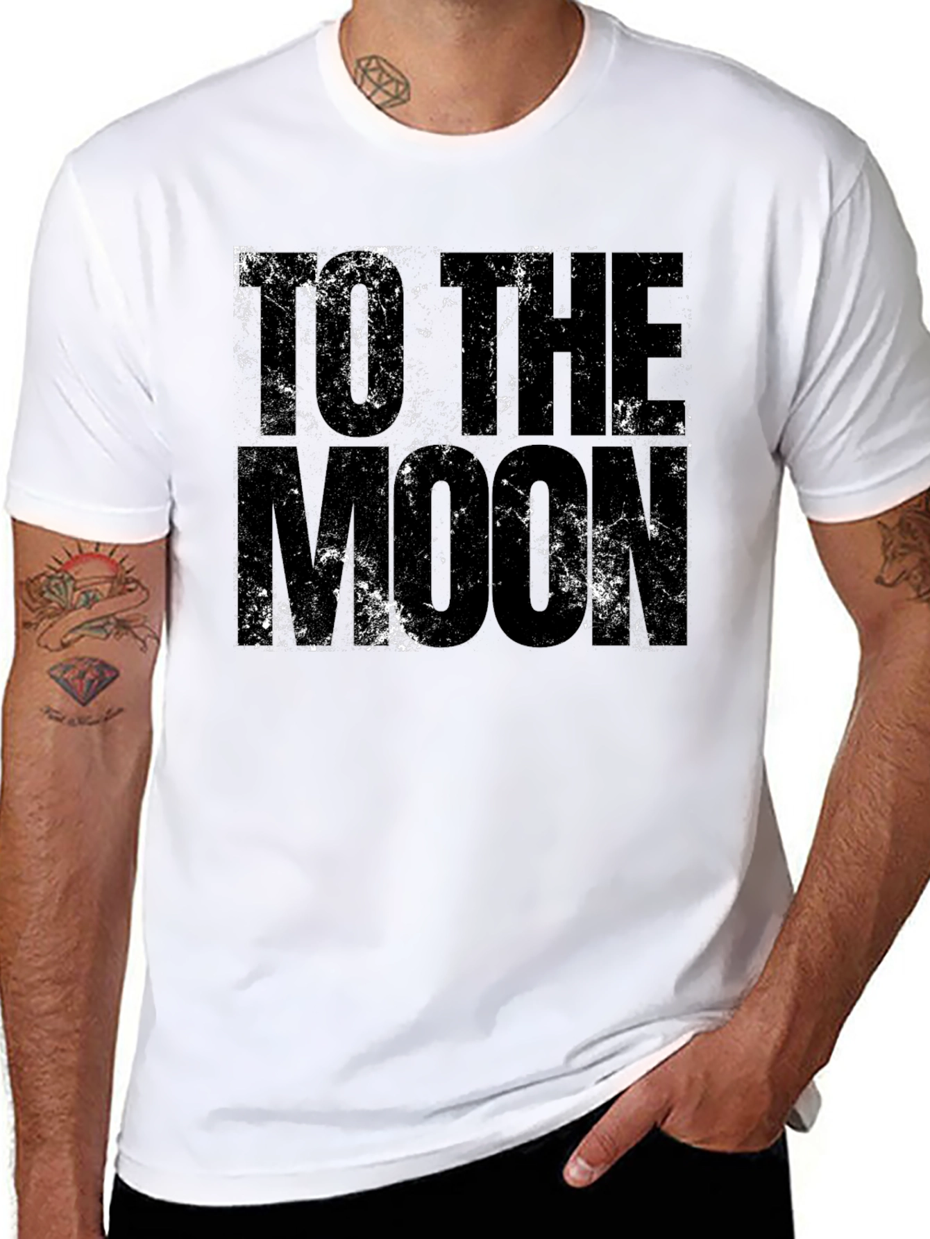 To The Moon Distressed Black T-Shirt