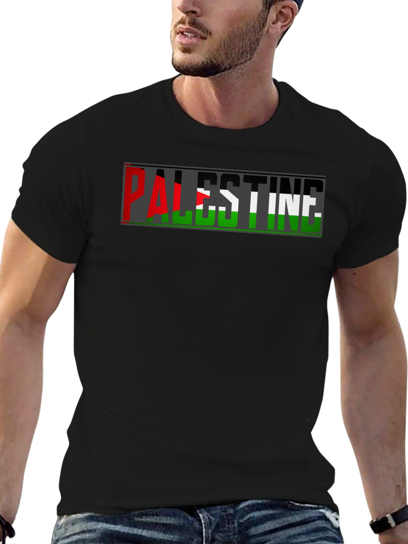 Palestine Flag T-Shirt - Black Graphic Tee
