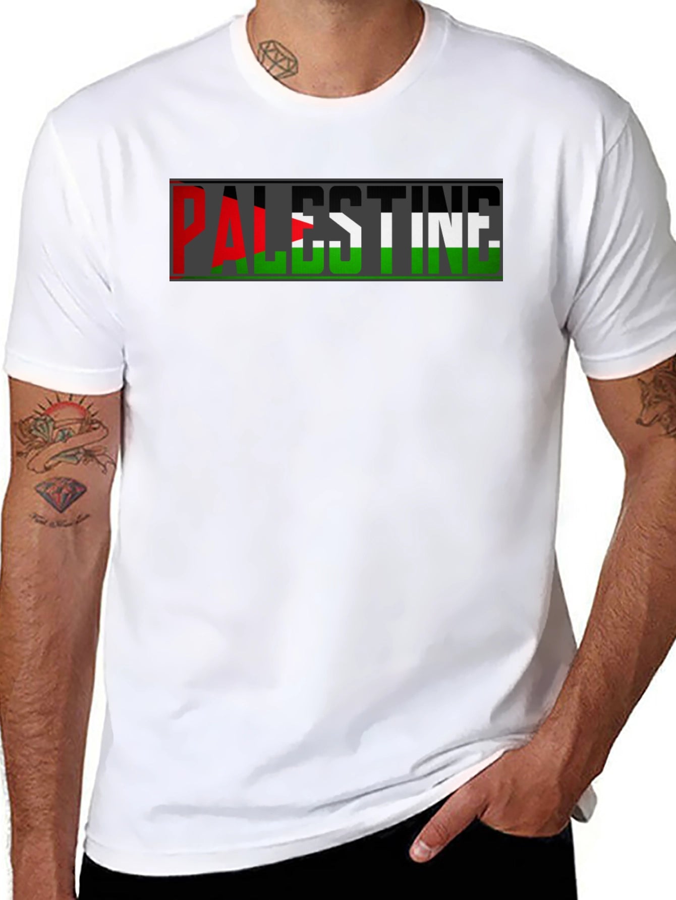 Palestine Flag T-Shirt - Black Graphic Tee
