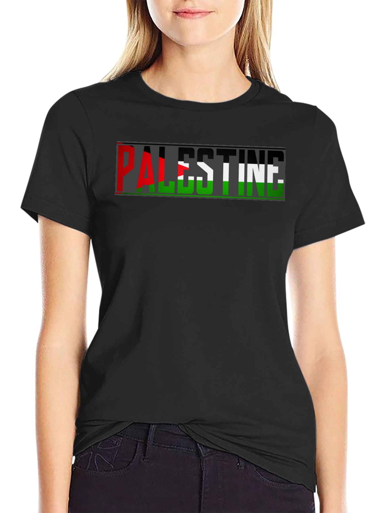 Palestine Flag T-Shirt - Black Graphic Tee