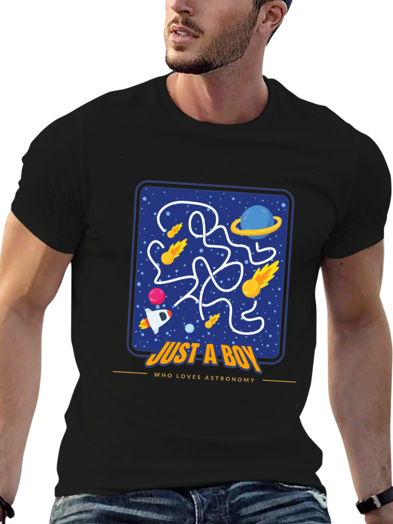 Astronomy Lover Boy T-Shirt Space Maze Design