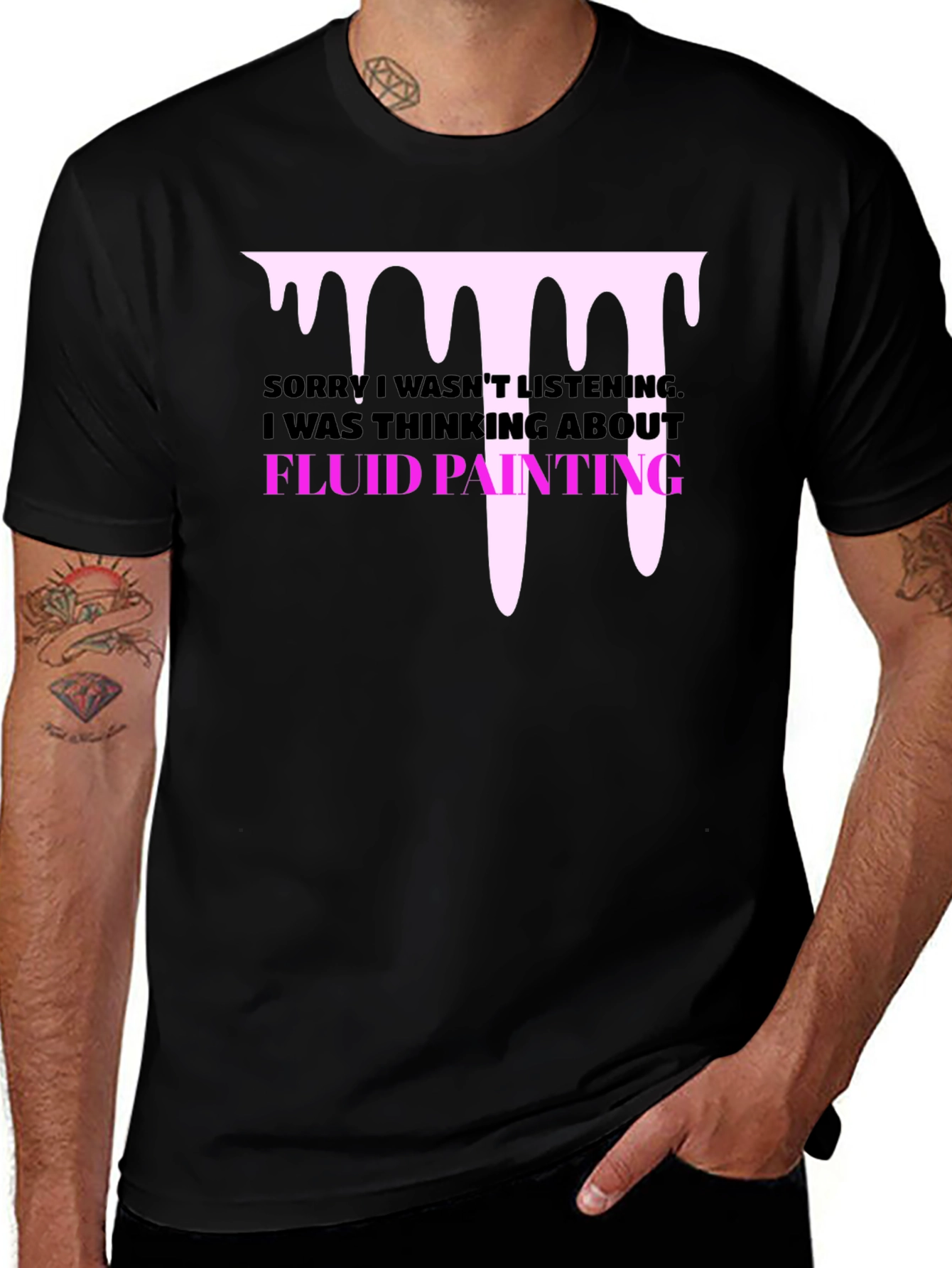 Fluid Painting T-Shirt Black Graphic Tee