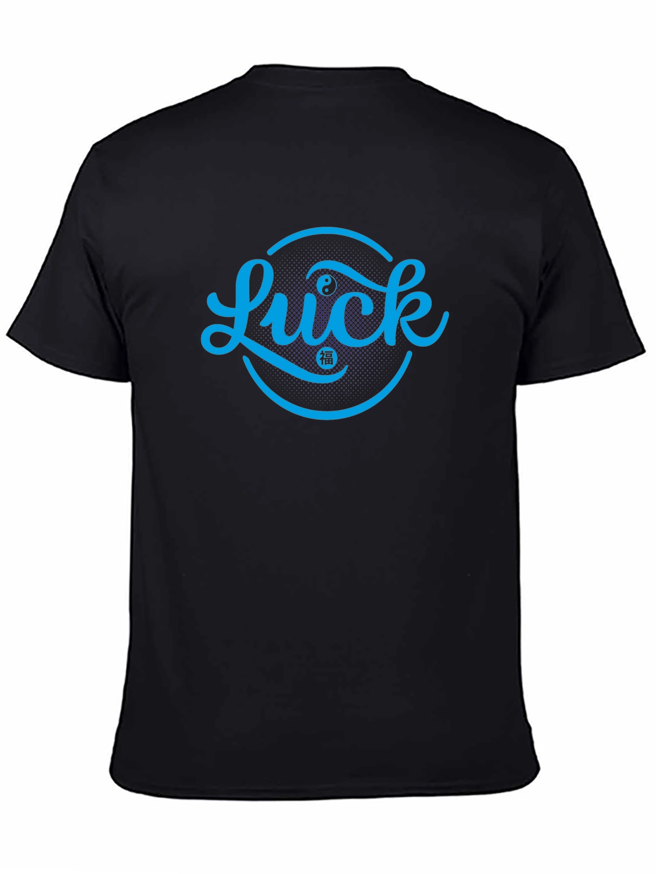 Lucky Symbol Graphic Print Black T-Shirt