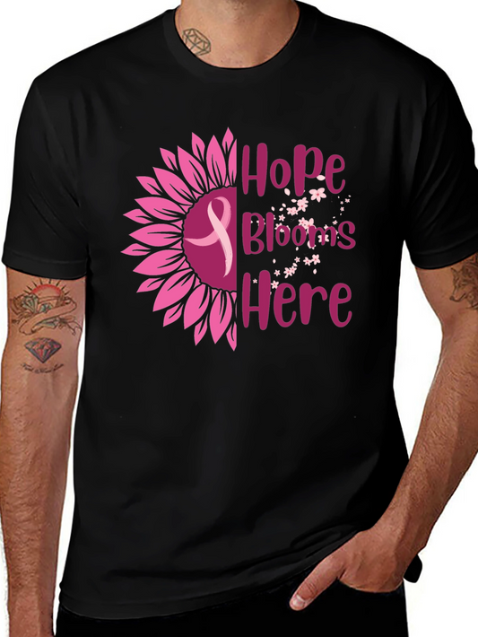 Hope Blooms Here Breast Cancer Awareness T-Shirt