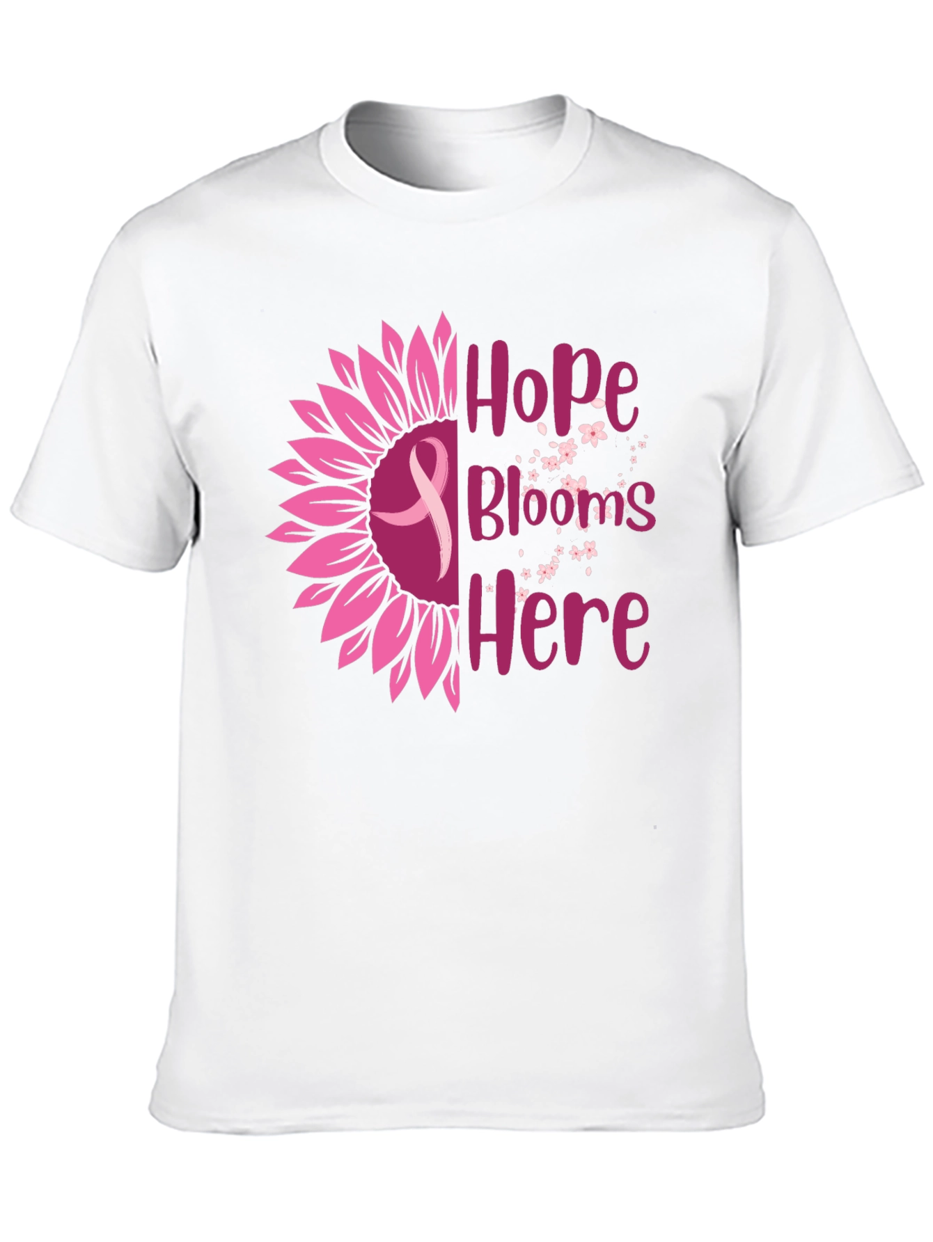 Hope Blooms Here Breast Cancer Awareness T-Shirt