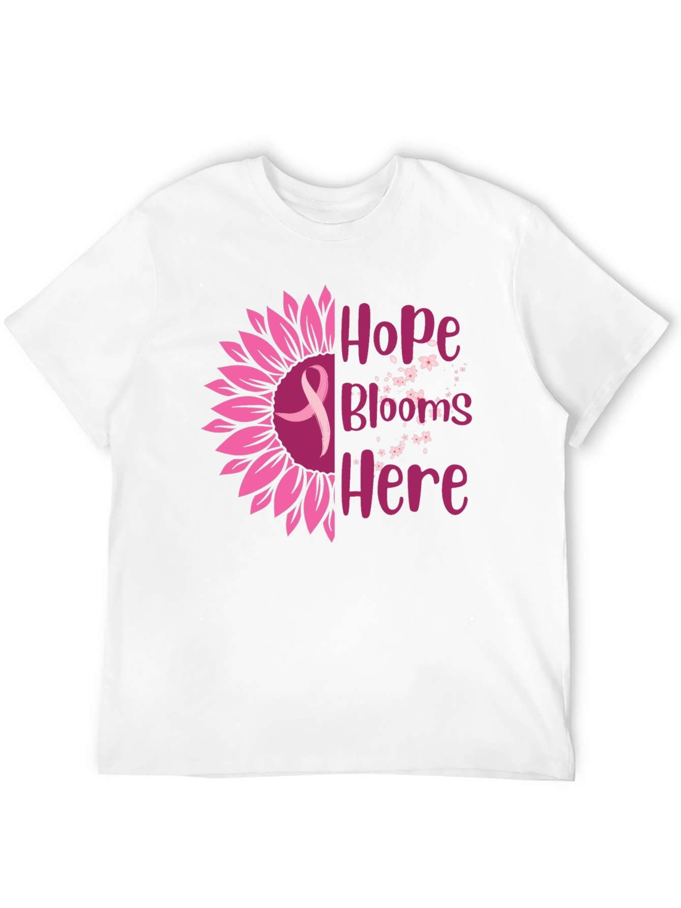 Hope Blooms Here Breast Cancer Awareness T-Shirt