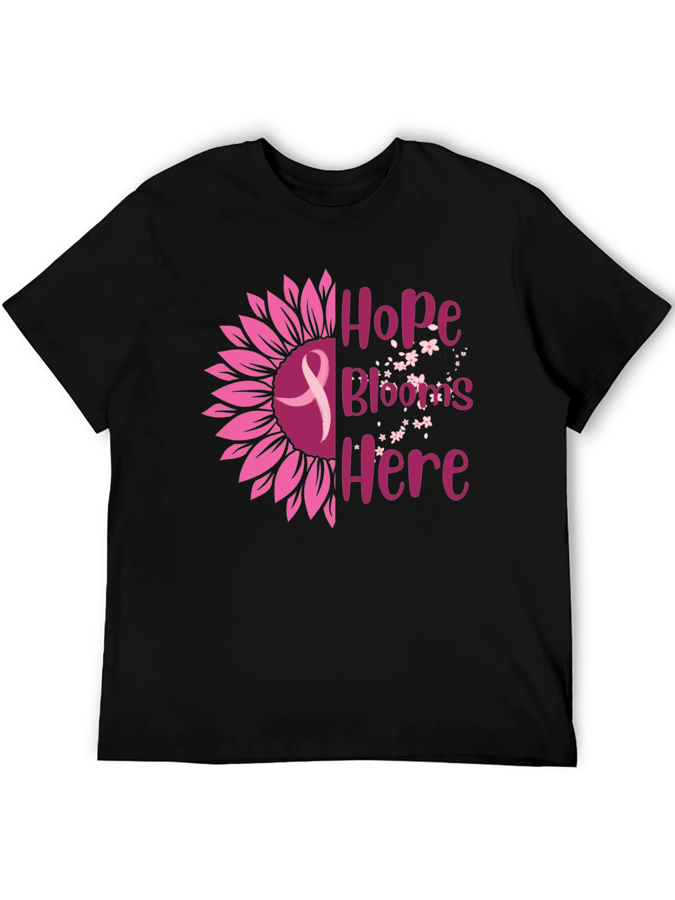 Hope Blooms Here Breast Cancer Awareness T-Shirt