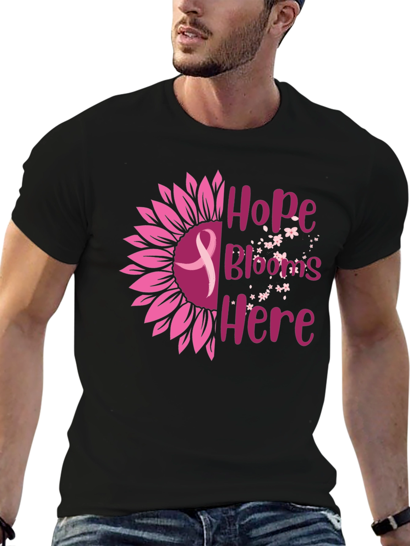 Hope Blooms Here Breast Cancer Awareness T-Shirt