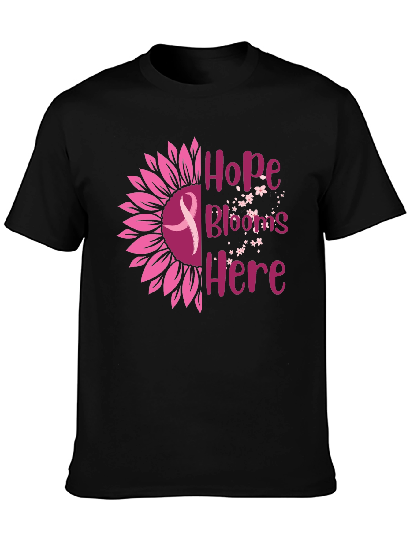 Hope Blooms Here Breast Cancer Awareness T-Shirt