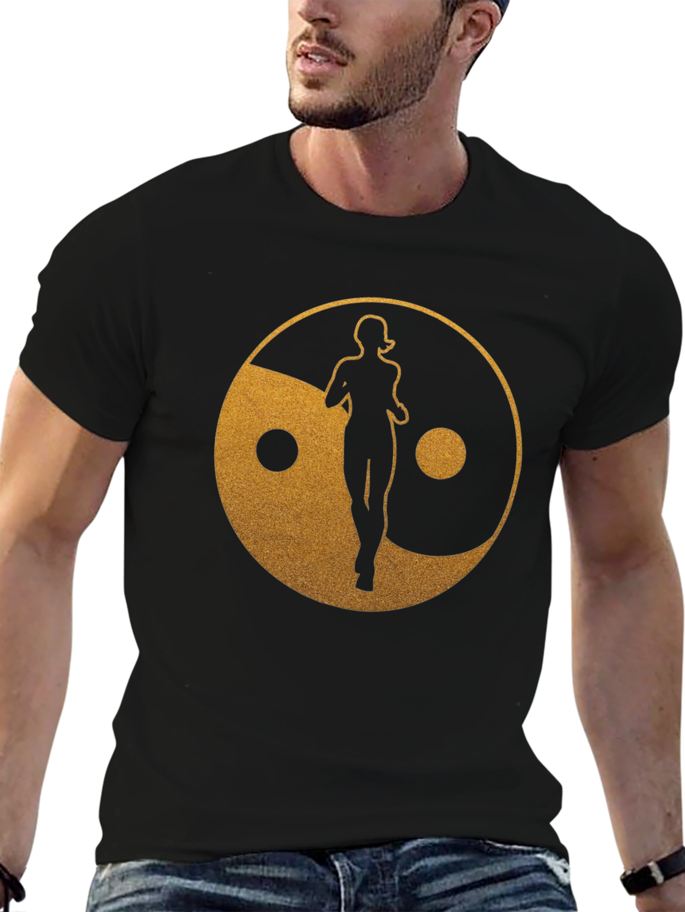 Yin Yang Runner Graphic Tee - Black