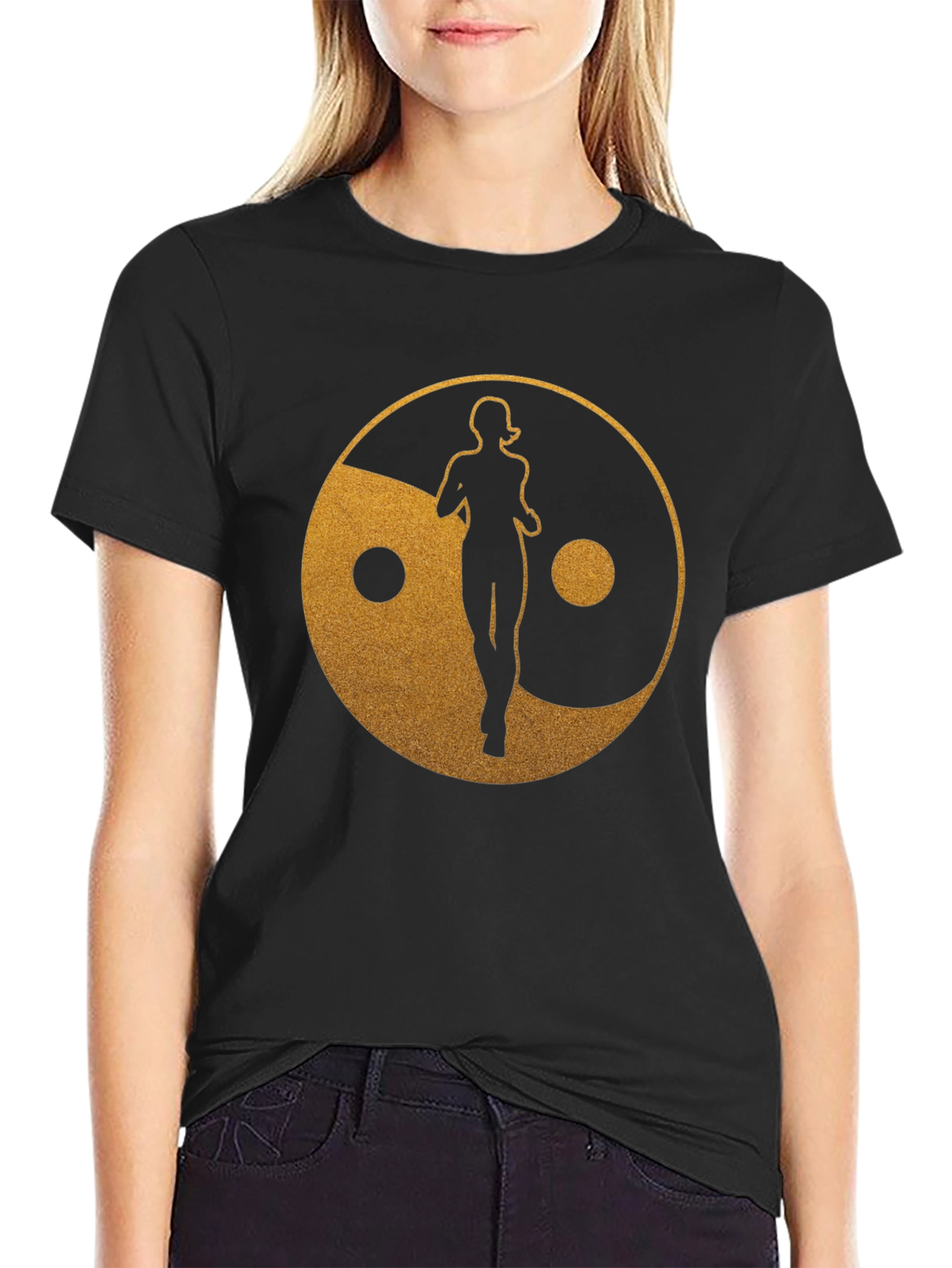Yin Yang Runner Graphic Tee - Black