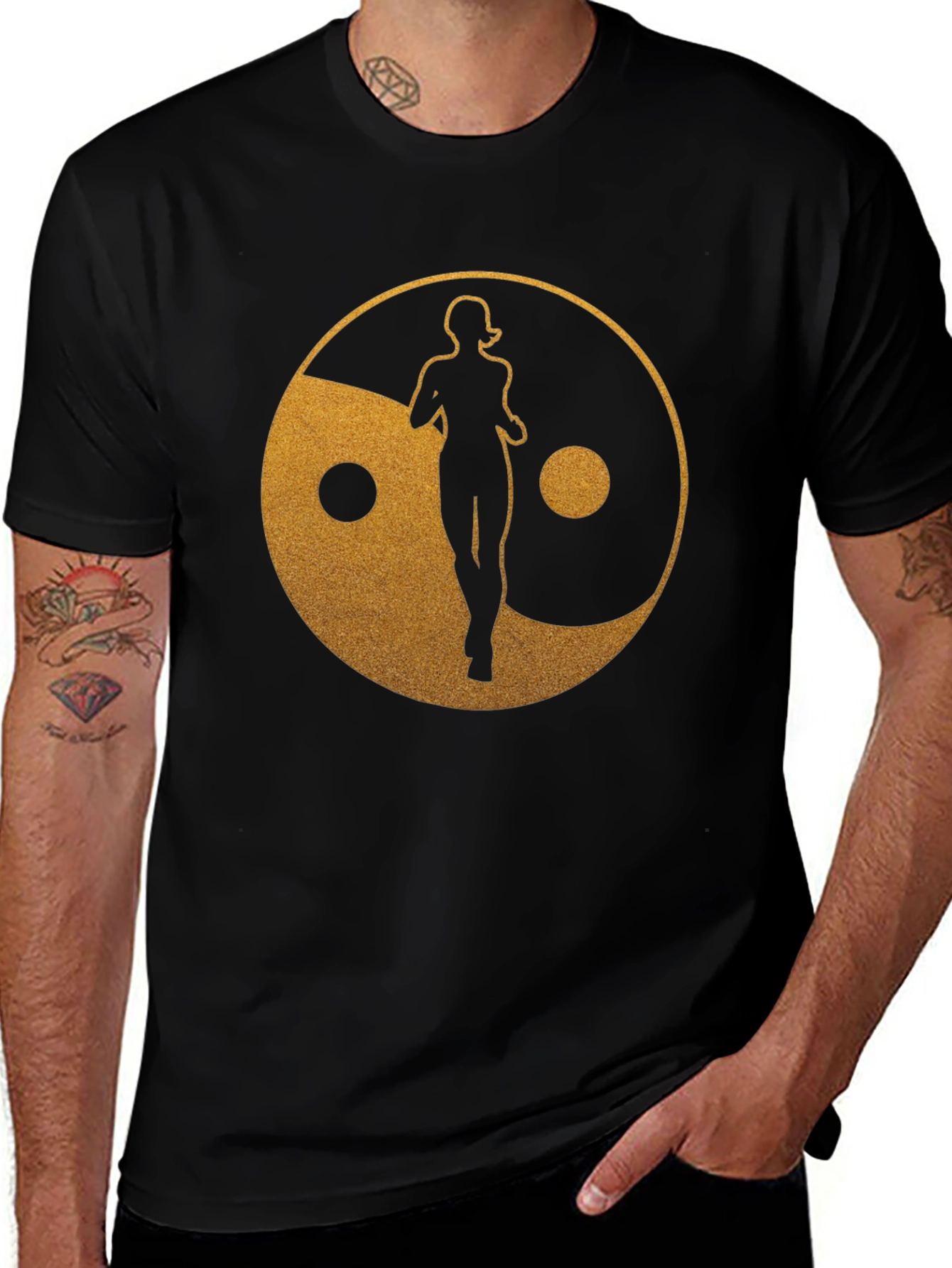 Yin Yang Runner Graphic Tee - Black