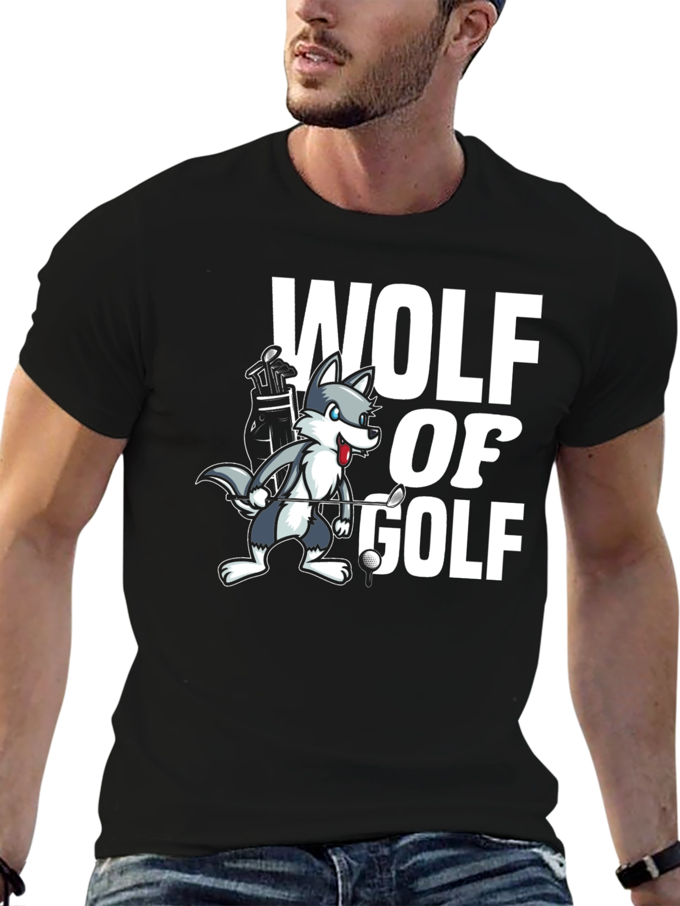 Wolf of Golf Black Graphic T-Shirt