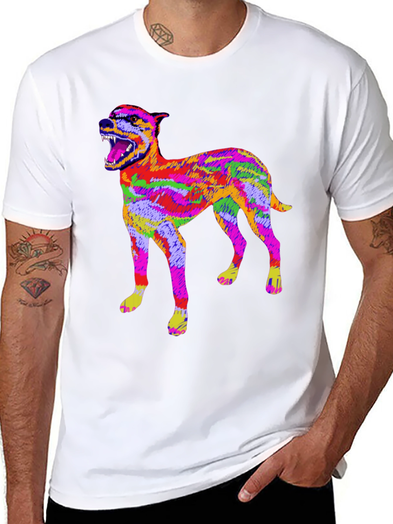 Psychedelic Dog Graphic T-Shirt