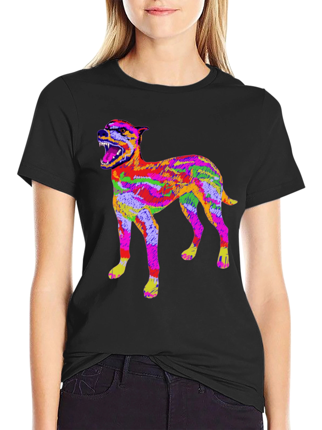 Psychedelic Dog Graphic T-Shirt
